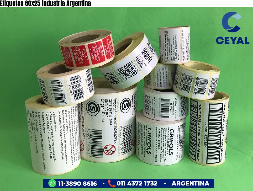 Etiquetas 80x25 industria Argentina