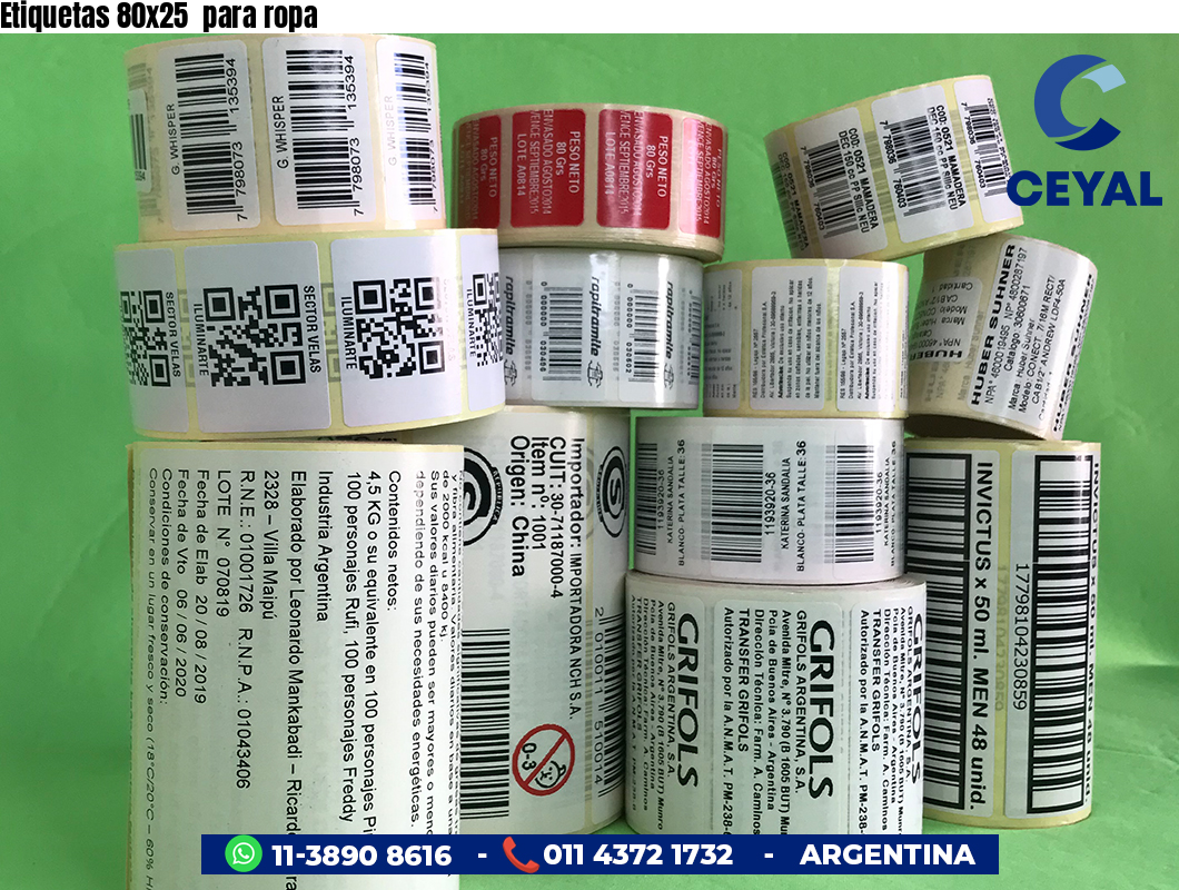 Etiquetas 80x25  para ropa