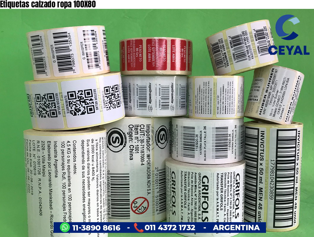 Etiquetas calzado ropa 100X80