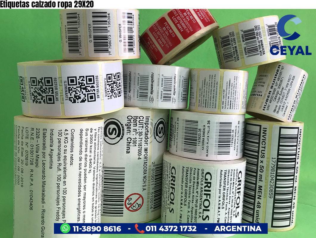 Etiquetas calzado ropa 29X20
