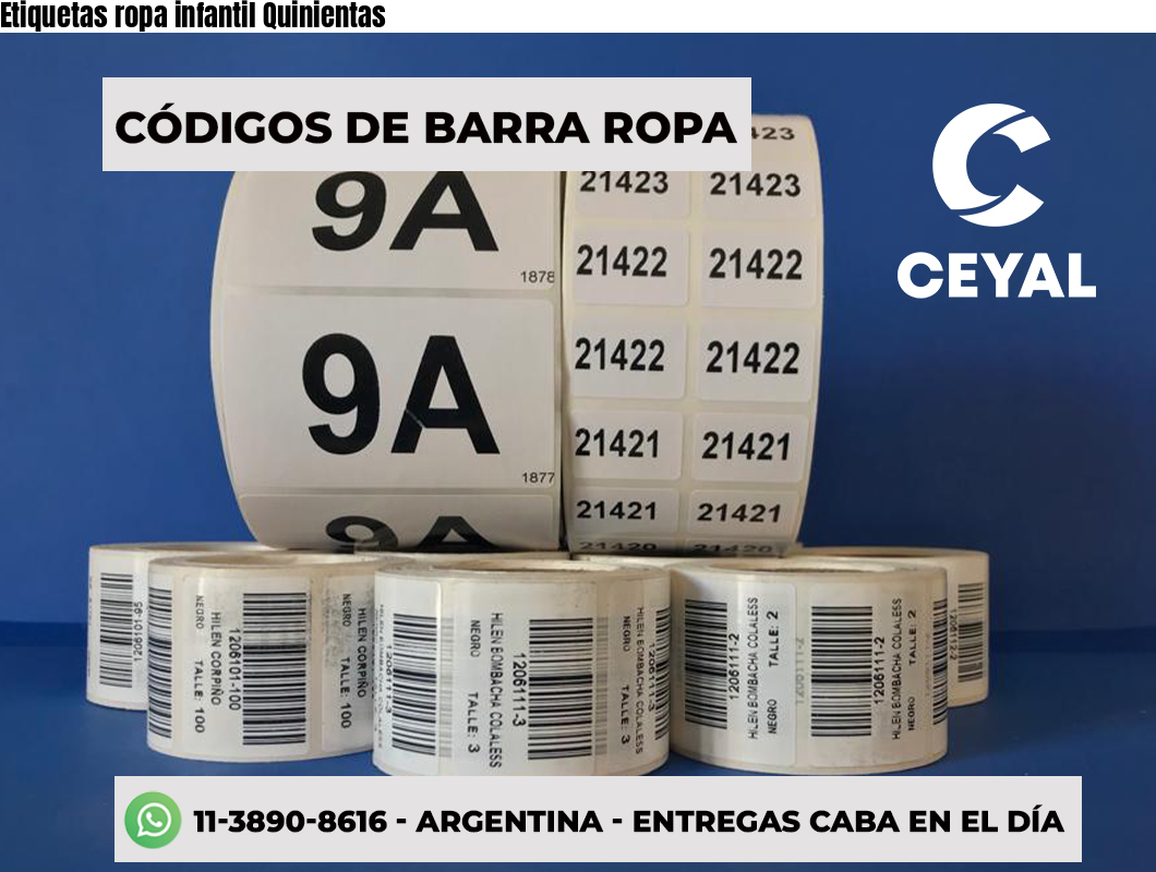 Etiquetas ropa infantil Quinientas