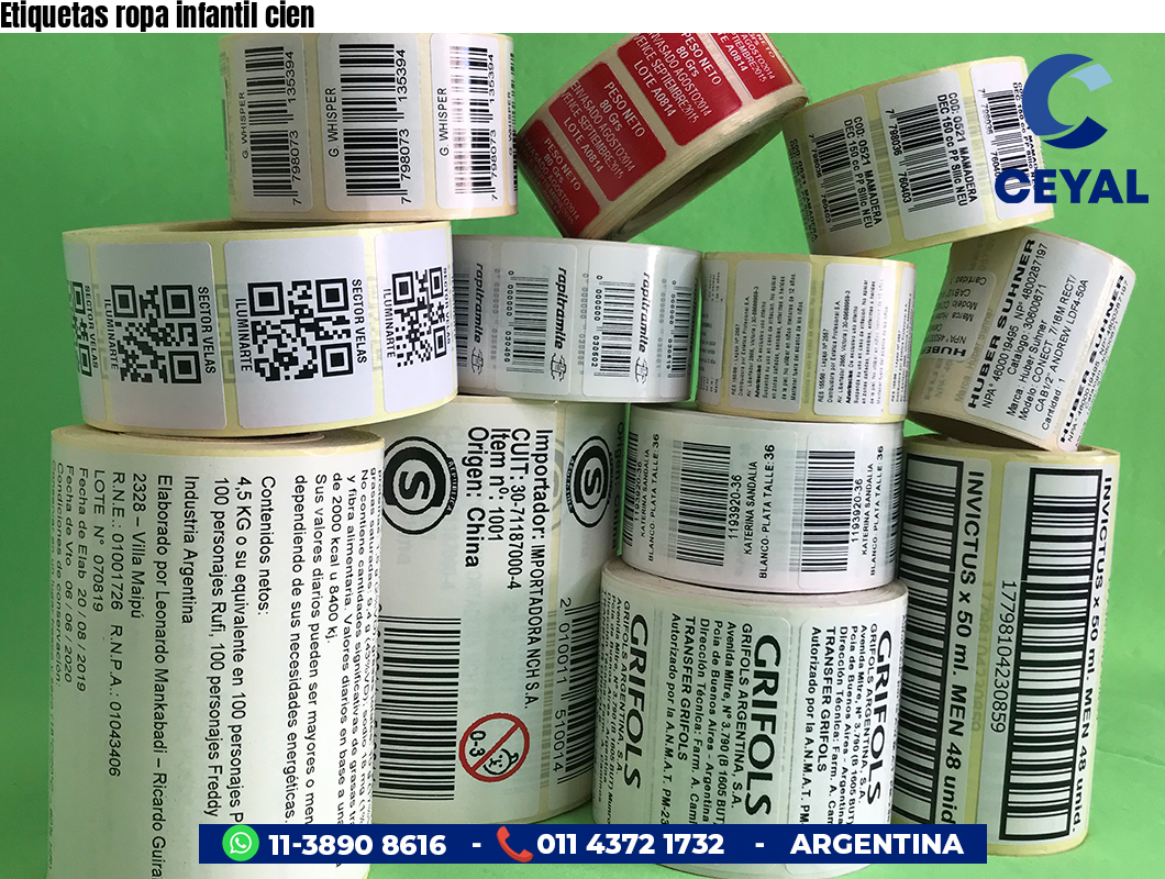 Etiquetas ropa infantil cien