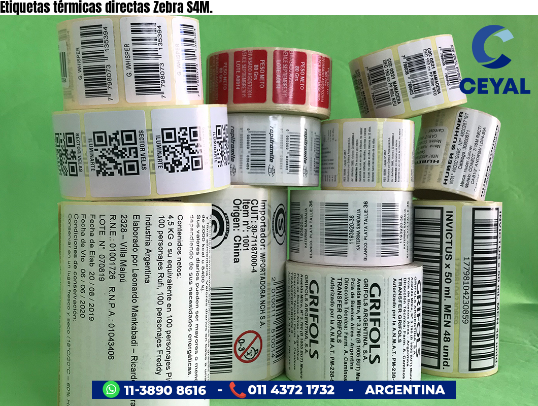 Etiquetas térmicas directas Zebra S4M.
