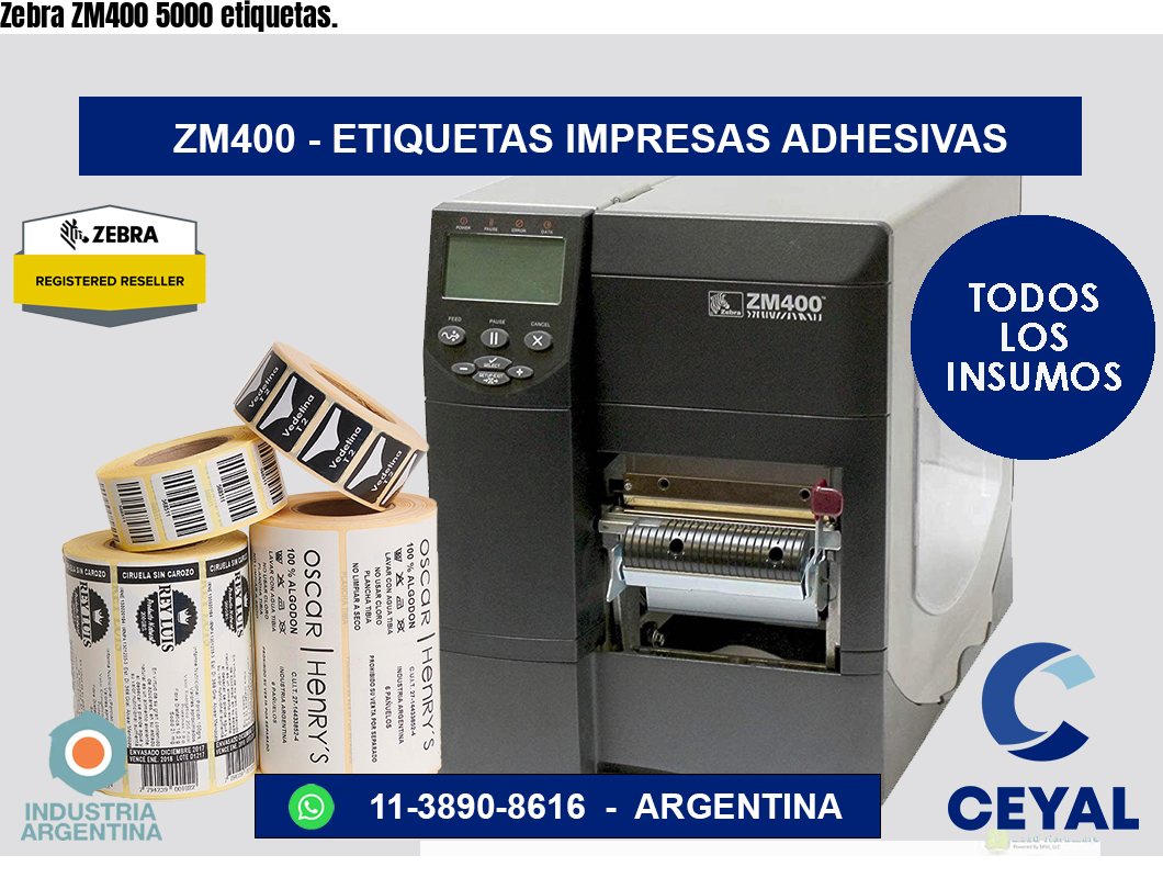Zebra ZM400 5000 etiquetas.