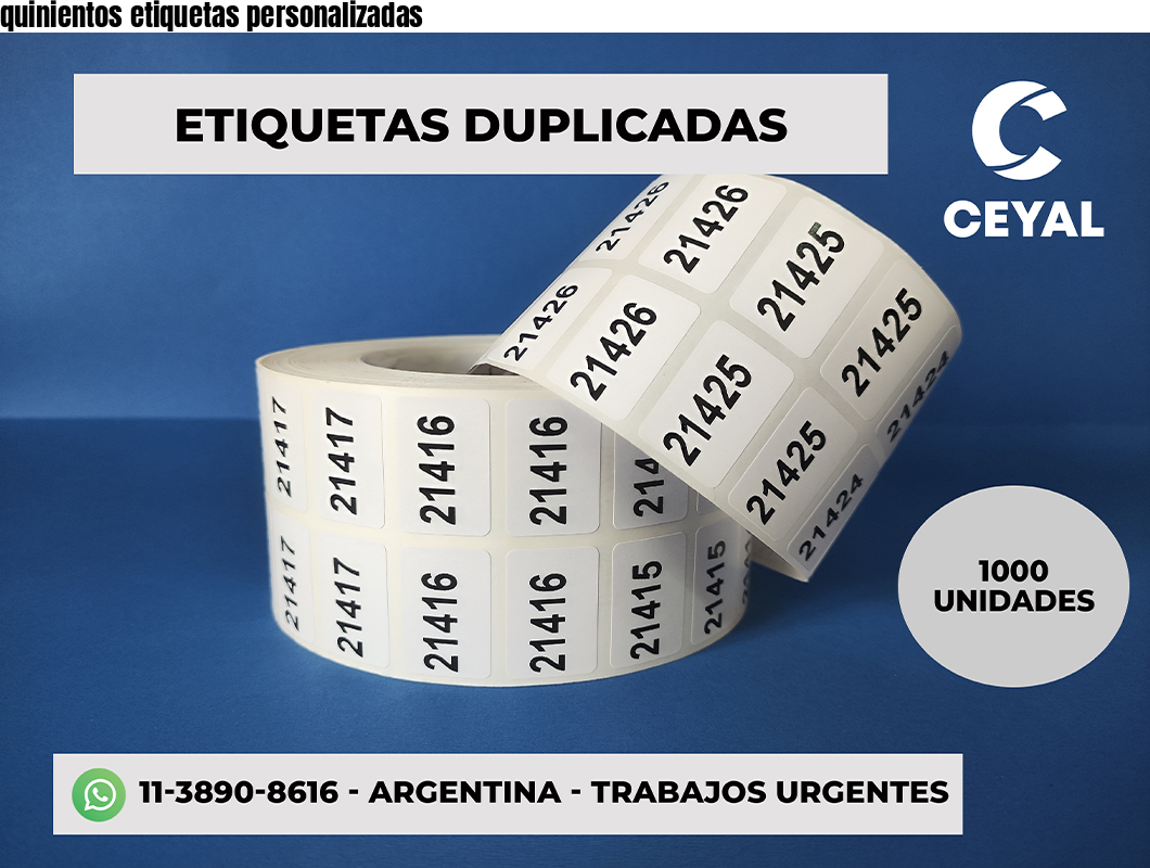 quinientos etiquetas personalizadas