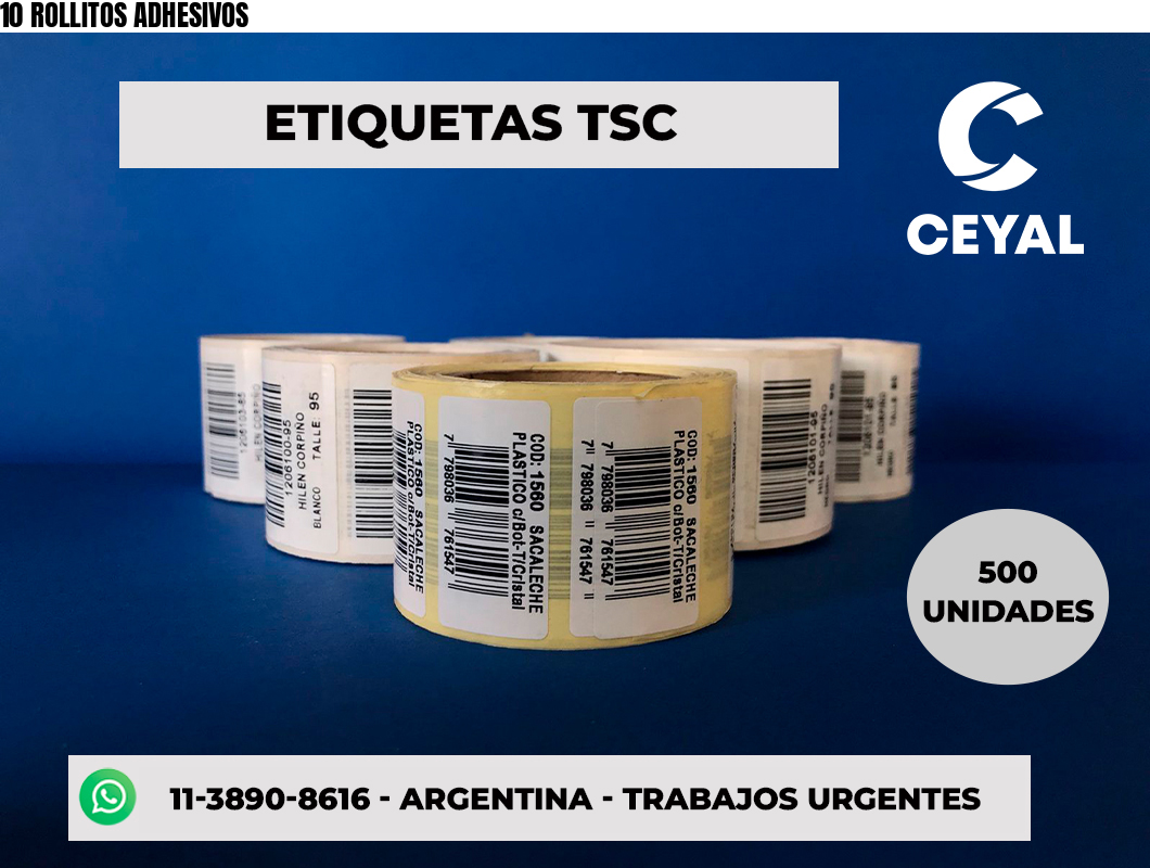 10 ROLLITOS ADHESIVOS