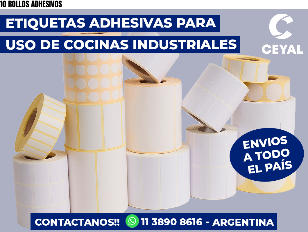 10 ROLLOS ADHESIVOS
