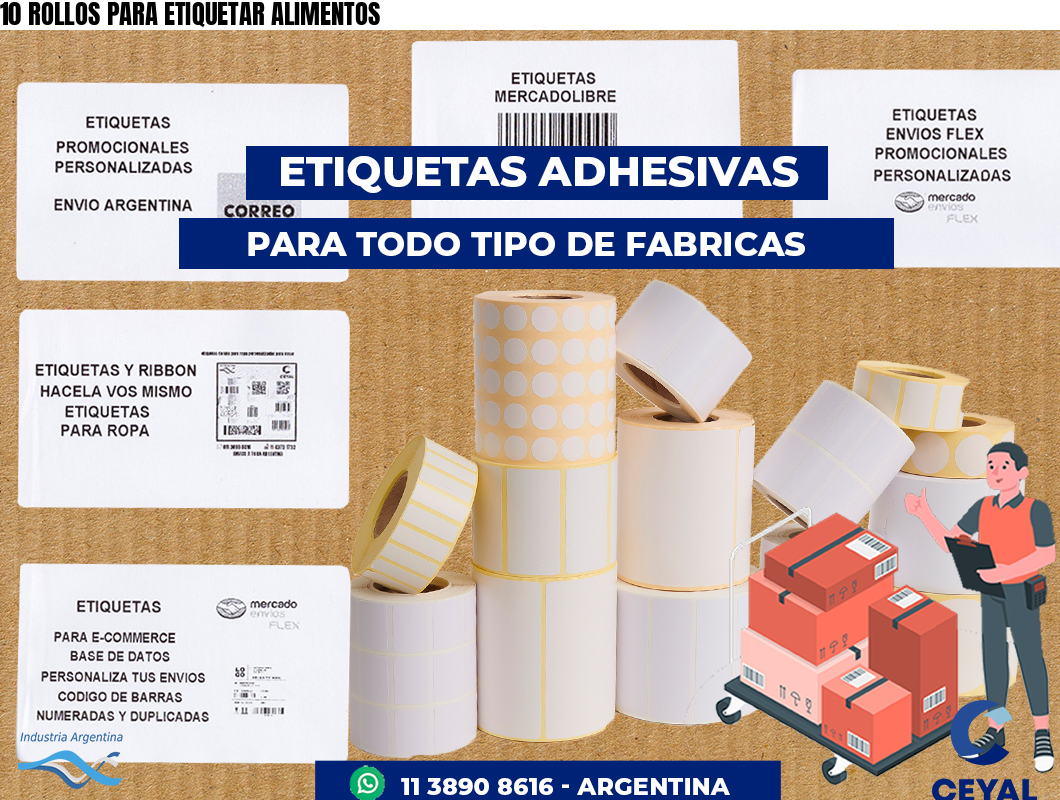 10 ROLLOS PARA ETIQUETAR ALIMENTOS