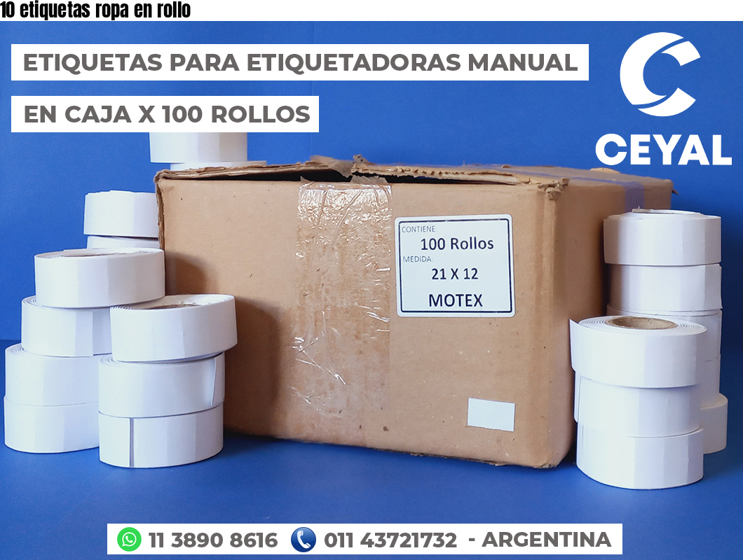 10 etiquetas ropa en rollo