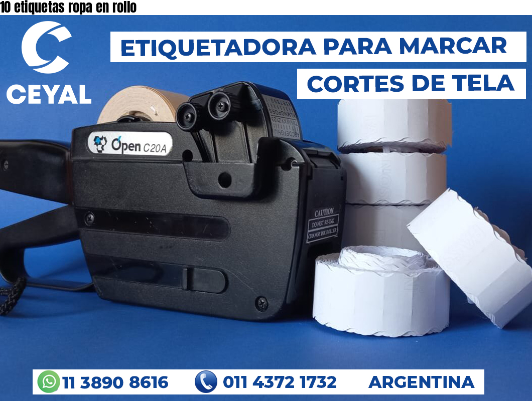 10 etiquetas ropa en rollo