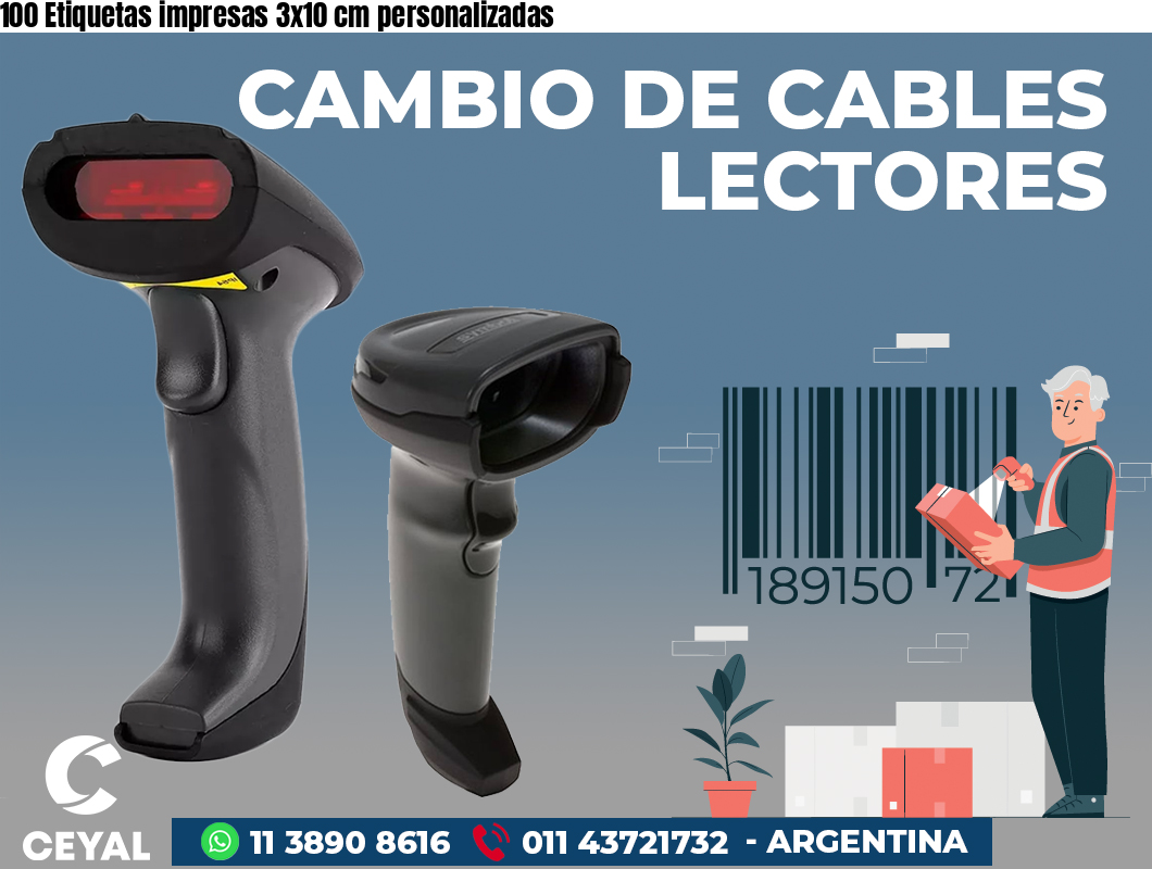 100 Etiquetas impresas 3x10 cm personalizadas