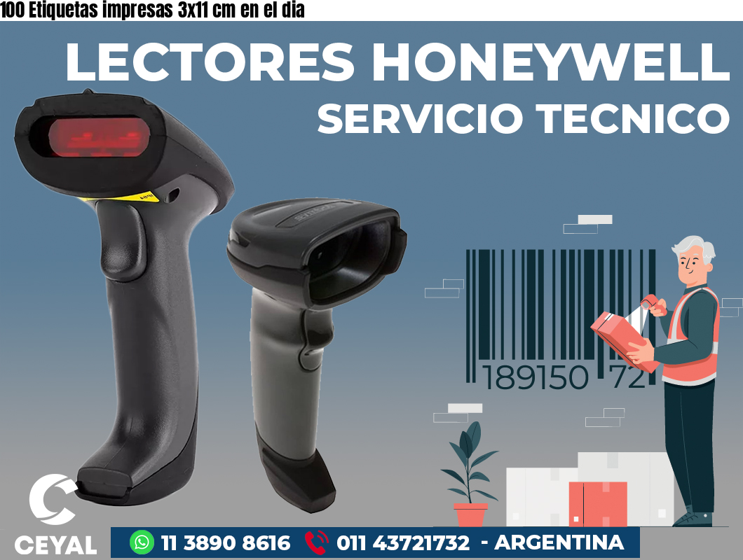 100 Etiquetas impresas 3x11 cm en el dia