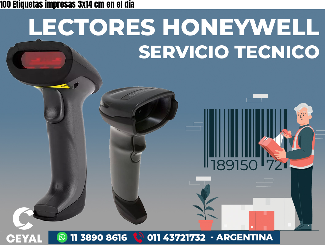 100 Etiquetas impresas 3x14 cm en el dia