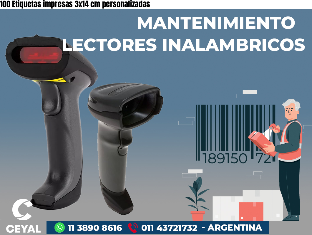 100 Etiquetas impresas 3x14 cm personalizadas