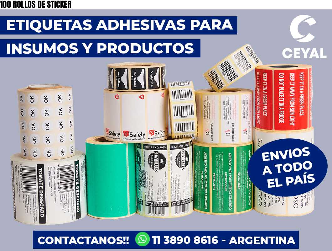 100 ROLLOS DE STICKER