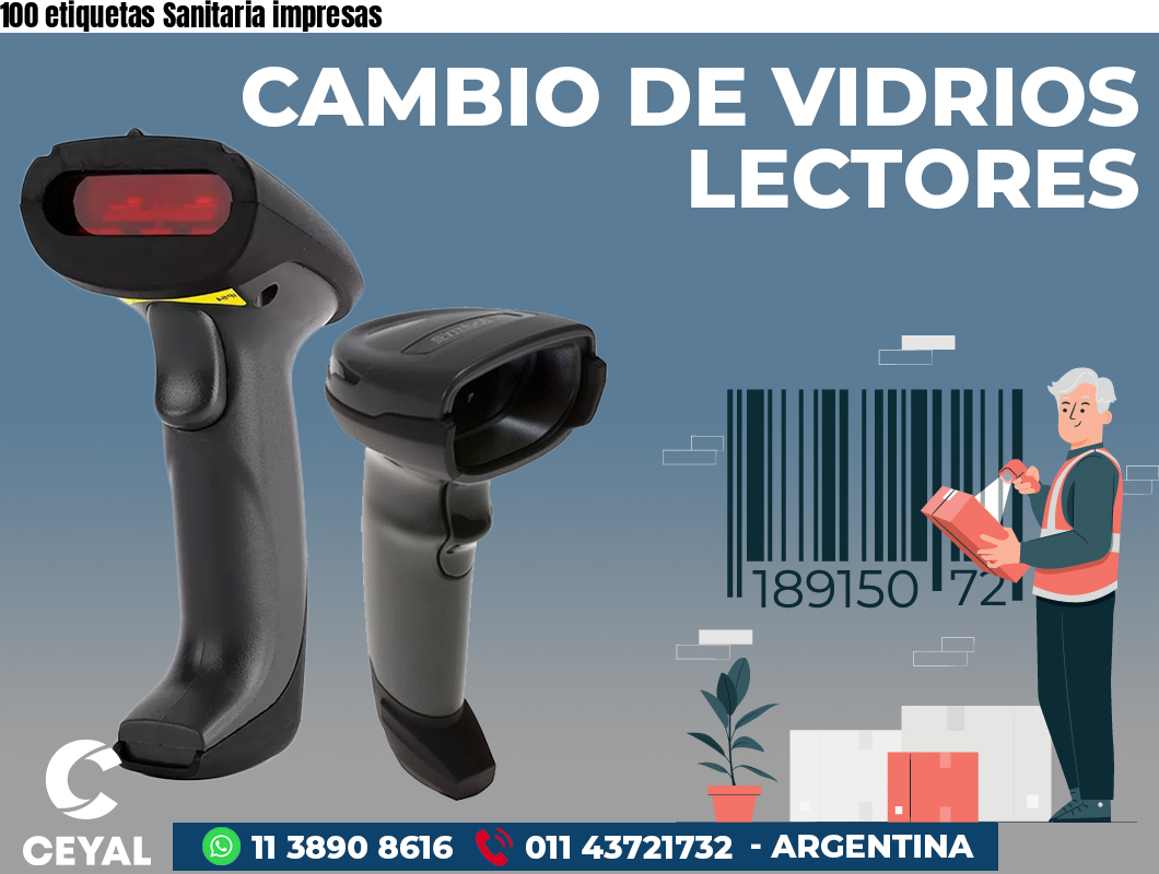 100 etiquetas Sanitaria impresas