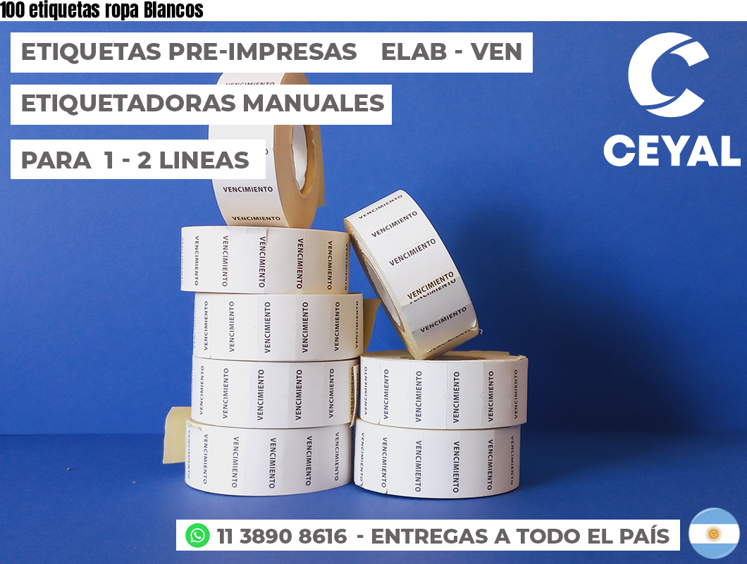 100 etiquetas ropa Blancos