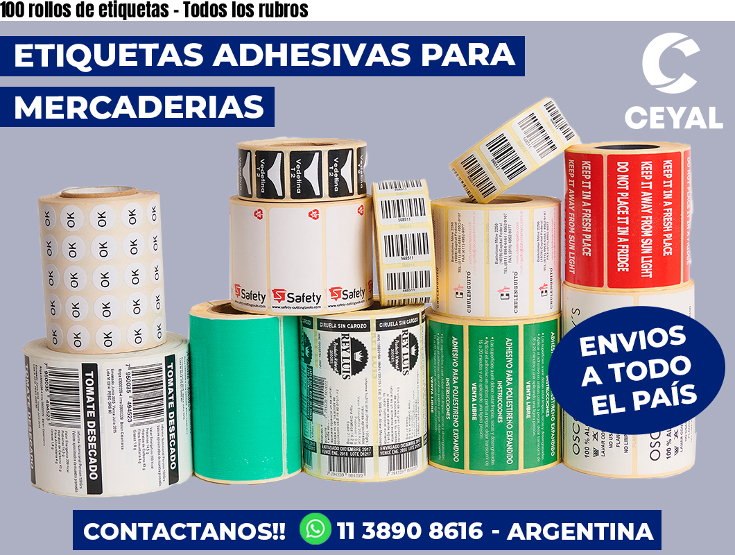 100 rollos de etiquetas – Todos los rubros