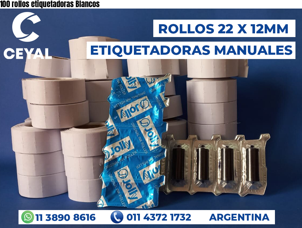 100 rollos etiquetadoras Blancos
