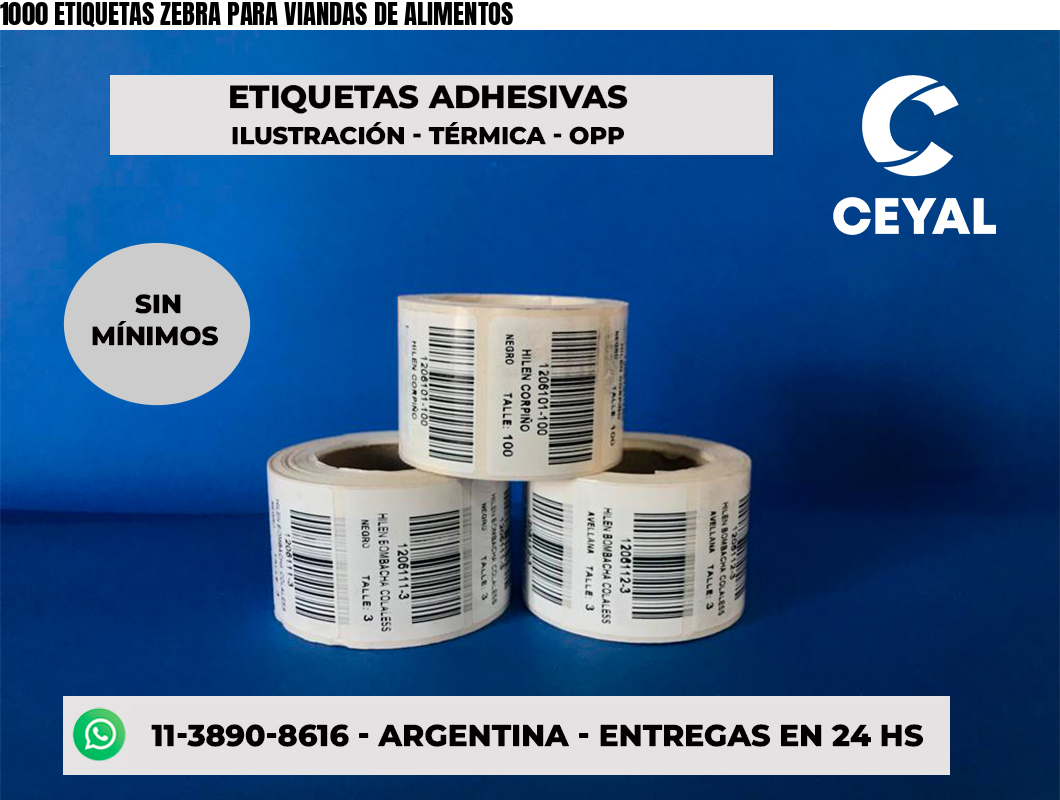 1000 ETIQUETAS ZEBRA PARA VIANDAS DE ALIMENTOS