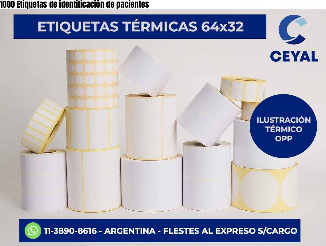 1000 Etiquetas de identificación de pacientes