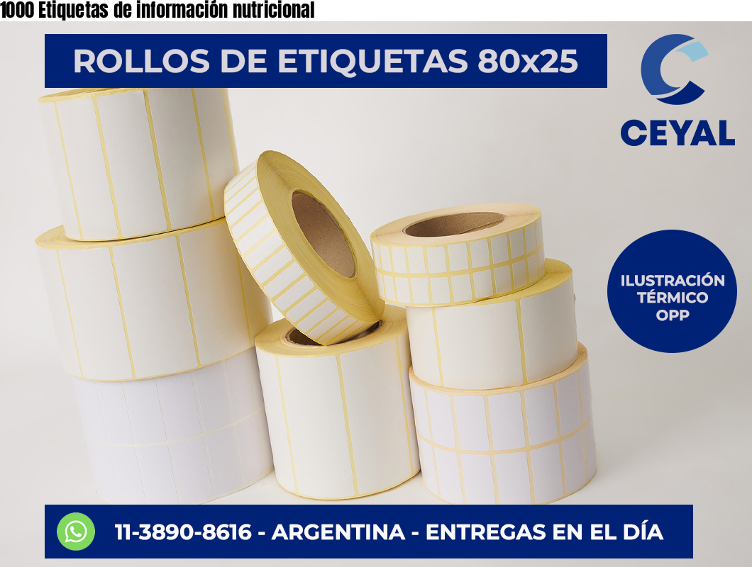 1000 Etiquetas de información nutricional