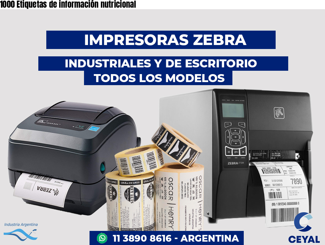 1000 Etiquetas de información nutricional