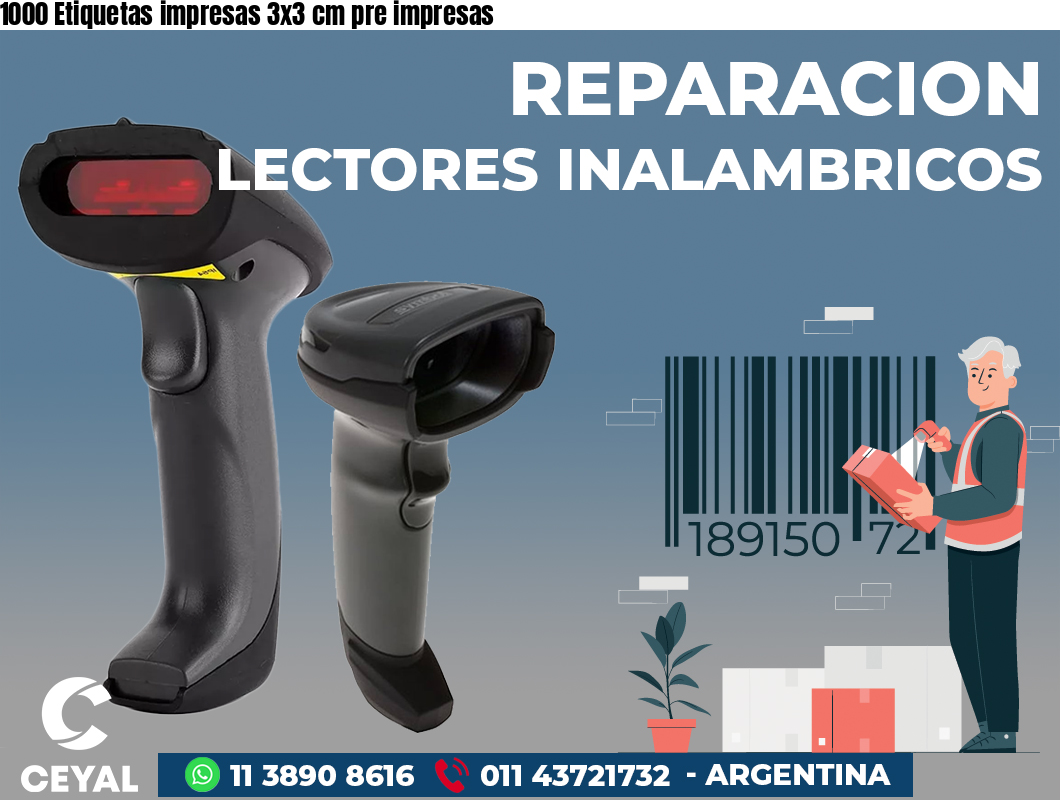 1000 Etiquetas impresas 3x3 cm pre impresas