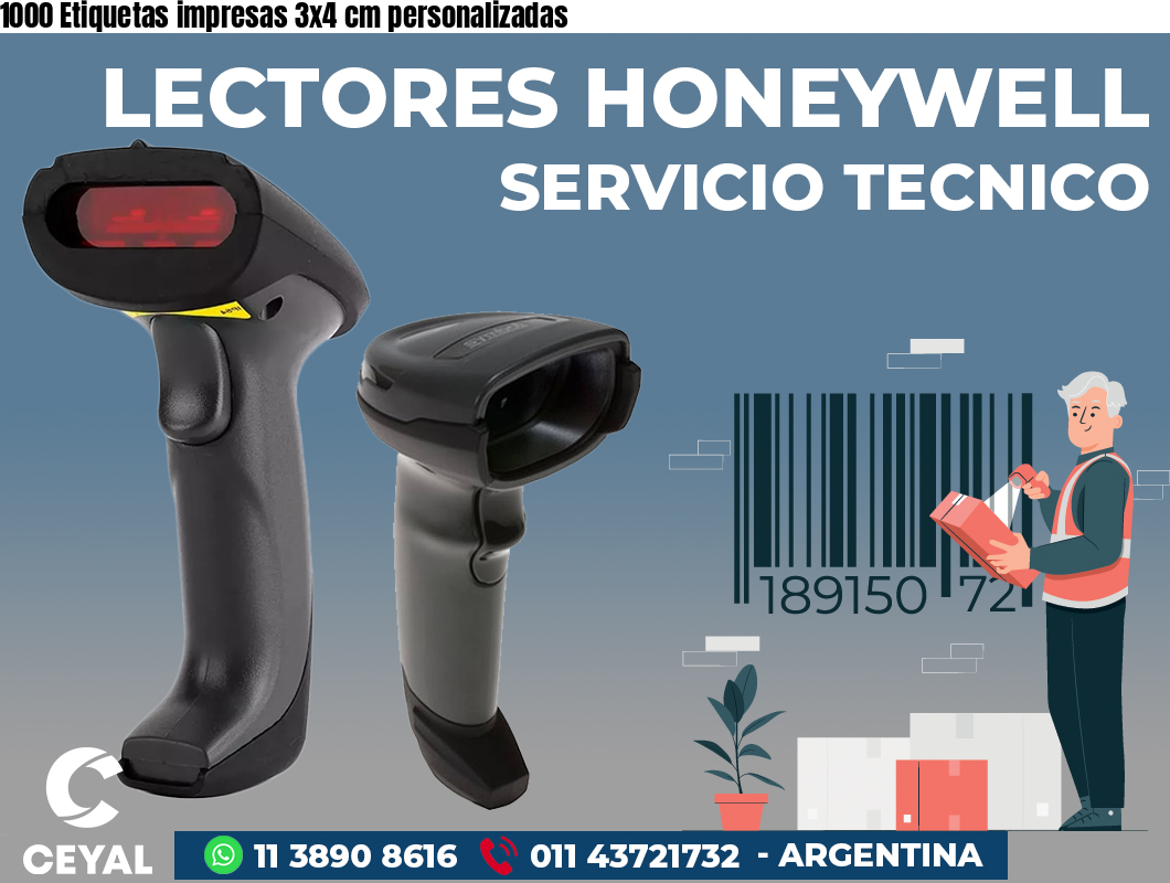 1000 Etiquetas impresas 3x4 cm personalizadas