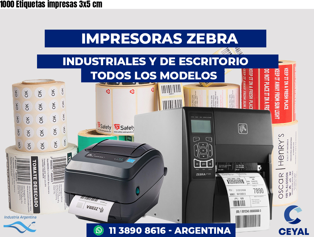 1000 Etiquetas impresas 3x5 cm