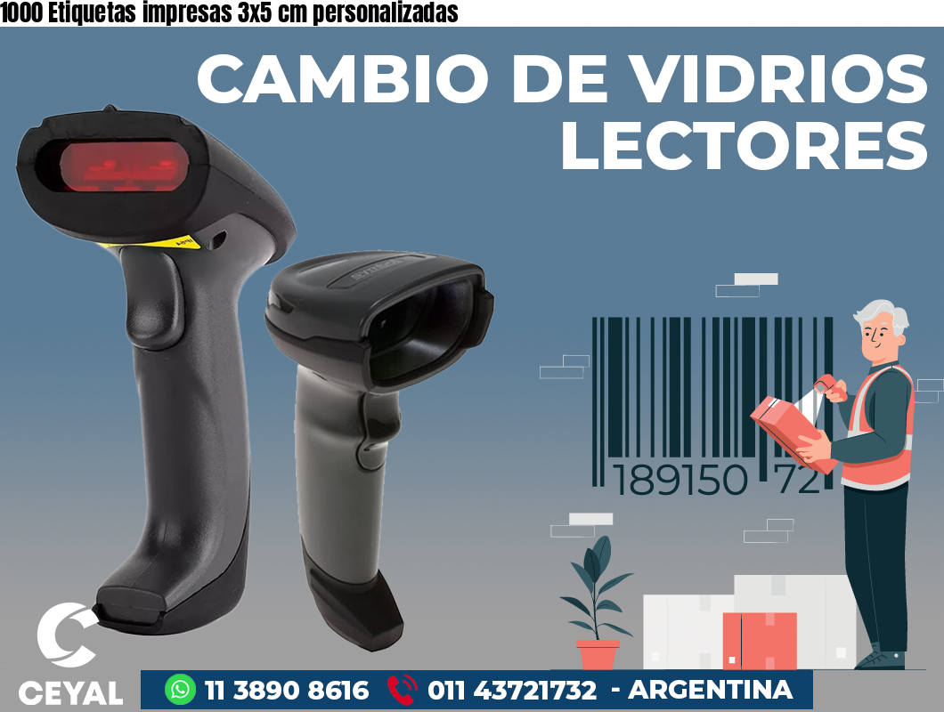 1000 Etiquetas impresas 3x5 cm personalizadas