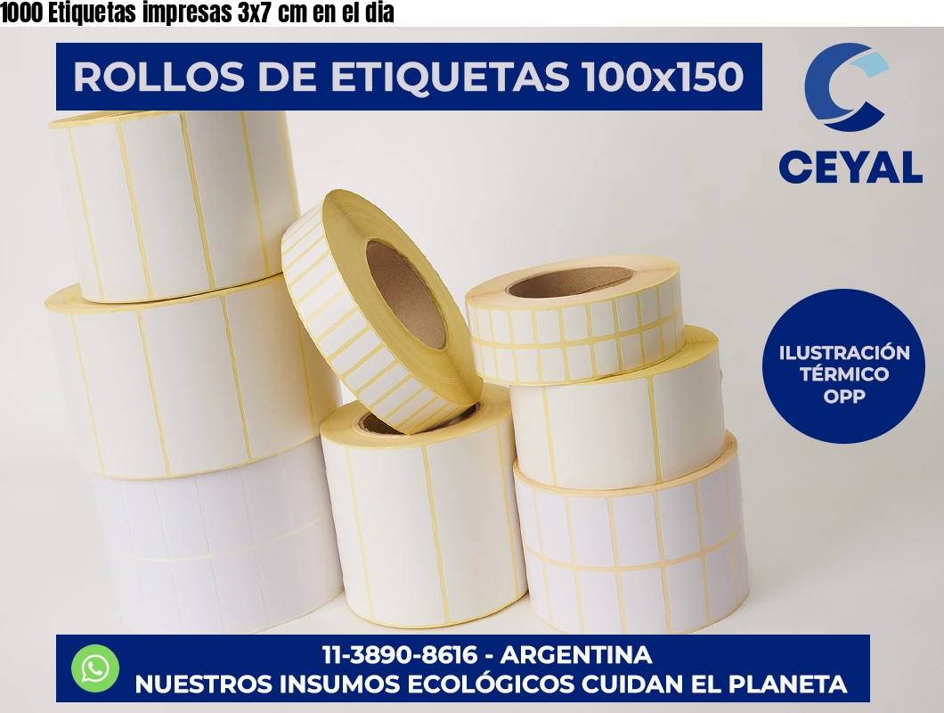 1000 Etiquetas impresas 3×7 cm en el dia