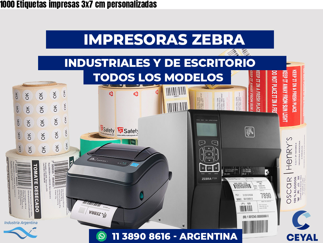 1000 Etiquetas impresas 3x7 cm personalizadas