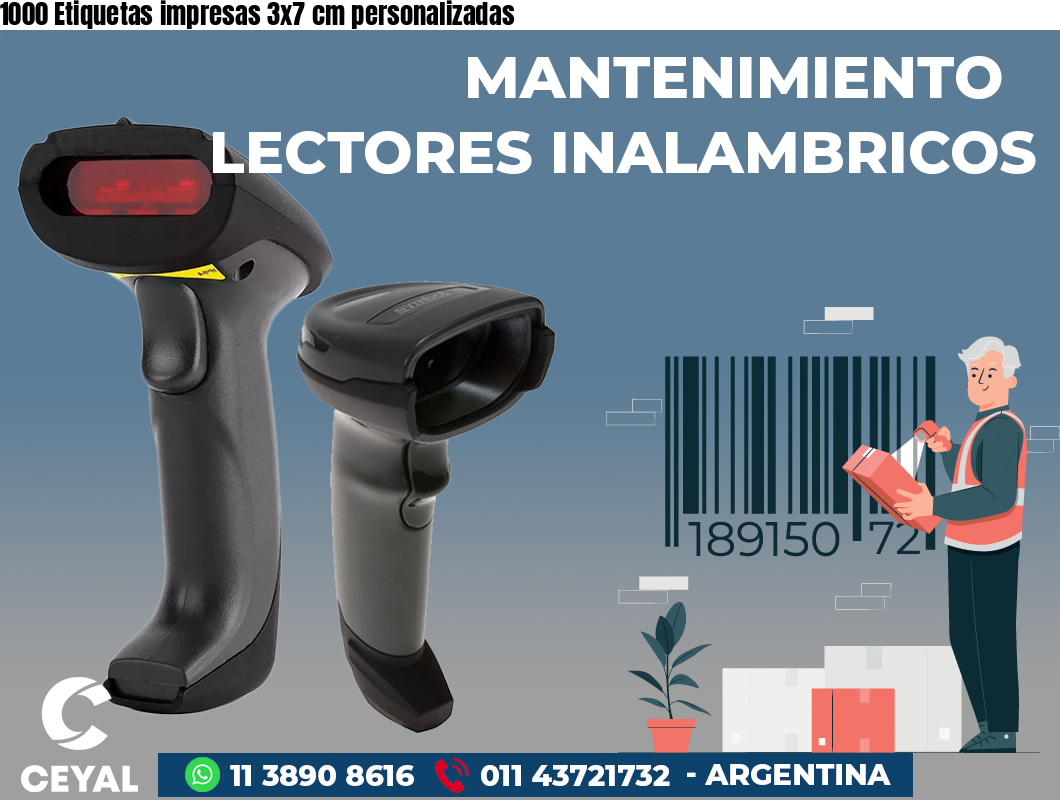 1000 Etiquetas impresas 3x7 cm personalizadas