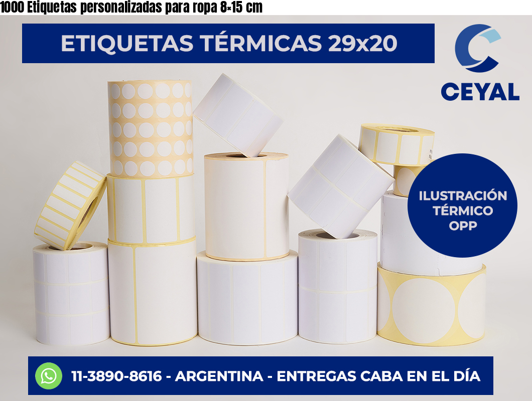 1000 Etiquetas personalizadas para ropa 8×15 cm