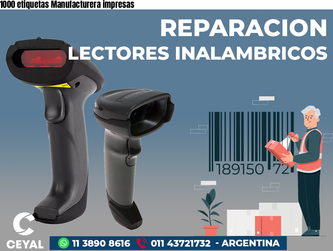 1000 etiquetas Manufacturera impresas