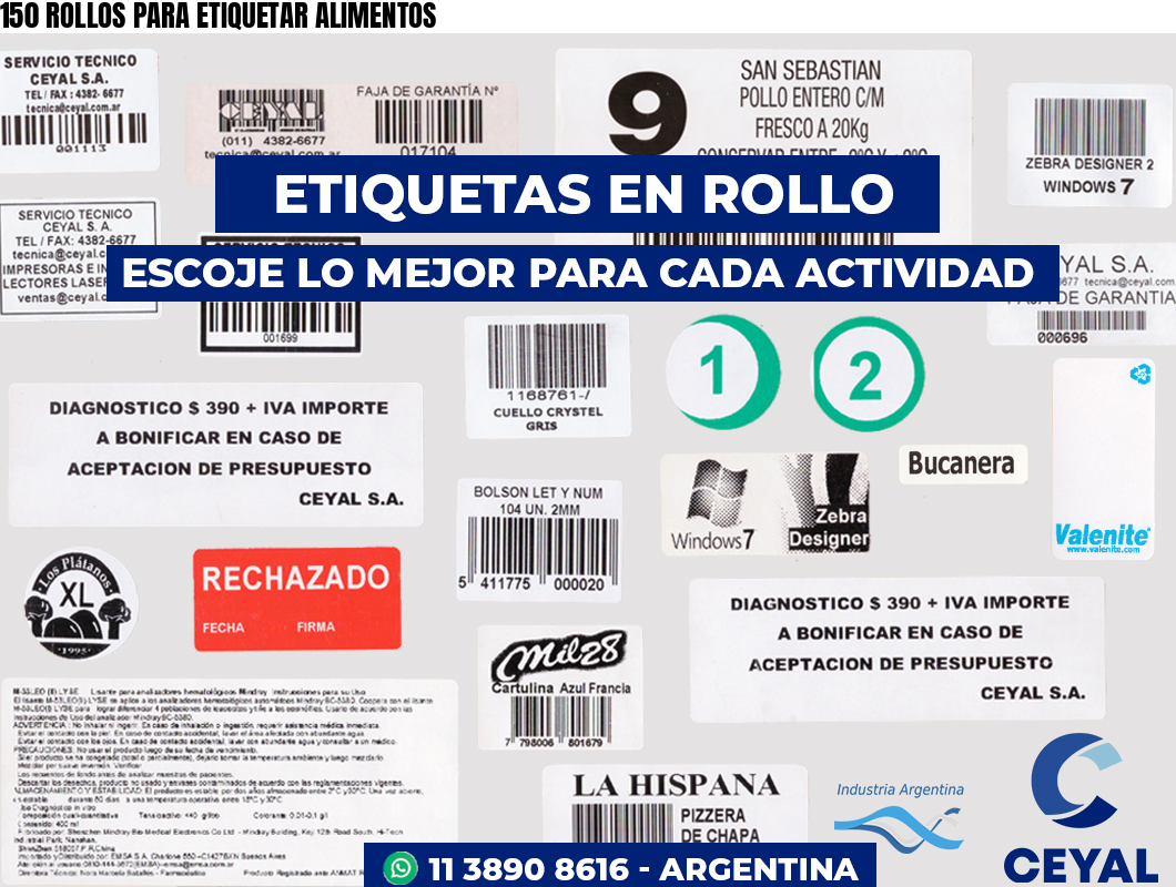 150 ROLLOS PARA ETIQUETAR ALIMENTOS