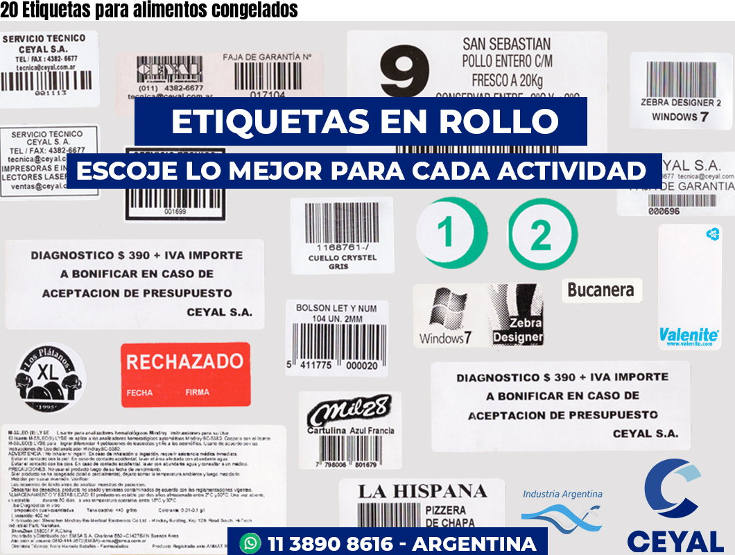 20 Etiquetas para alimentos congelados