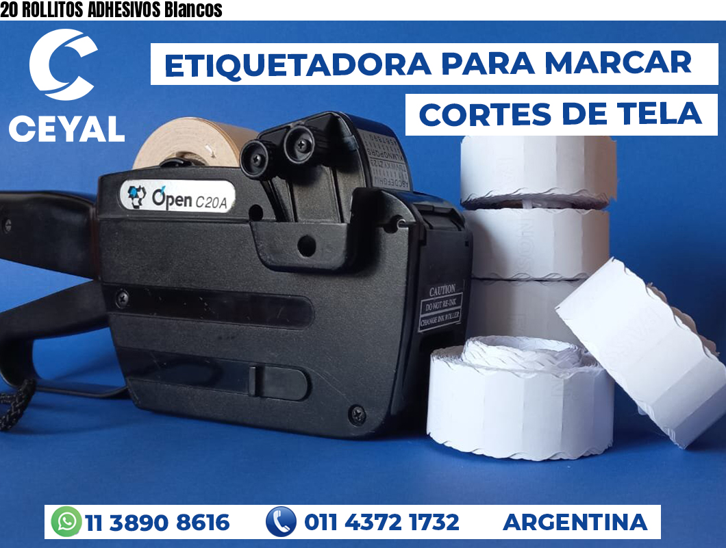 20 ROLLITOS ADHESIVOS Blancos