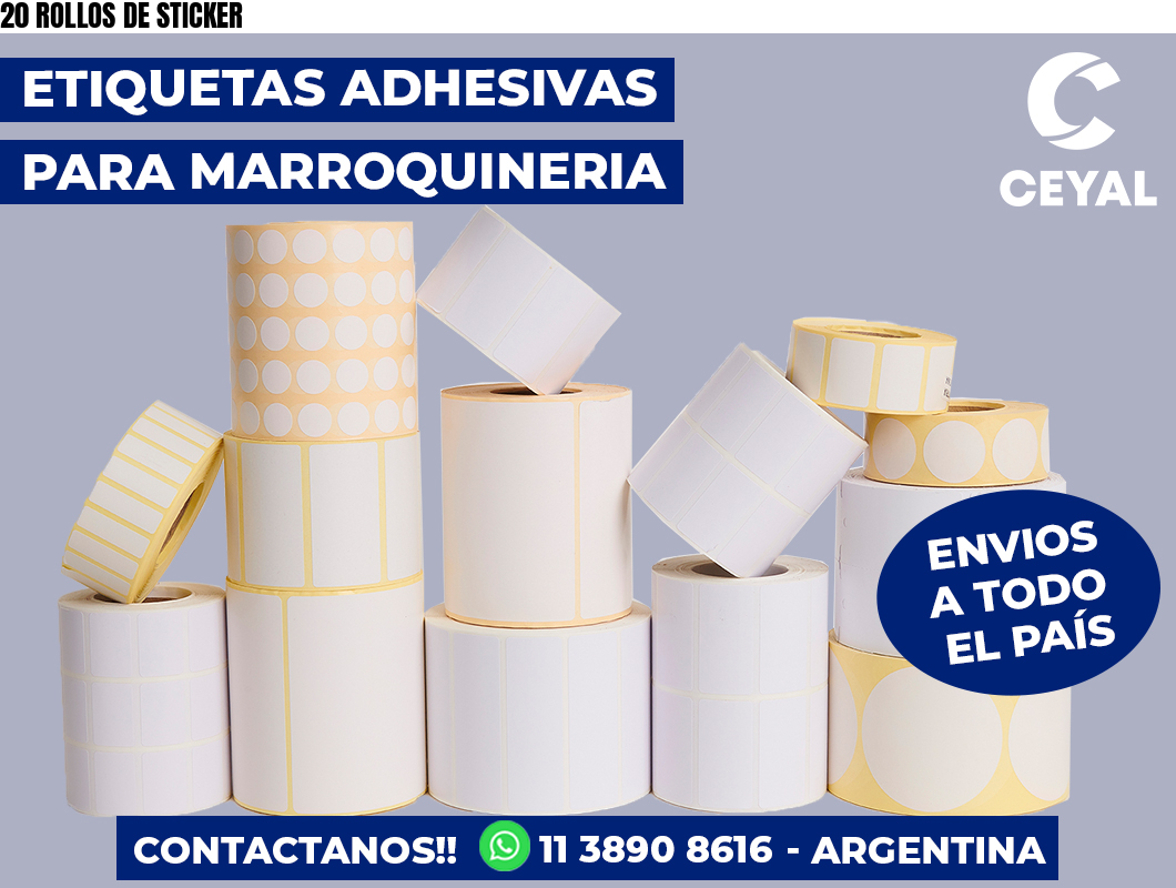 20 ROLLOS DE STICKER