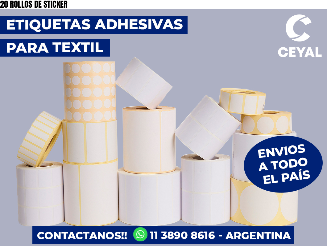 20 ROLLOS DE STICKER