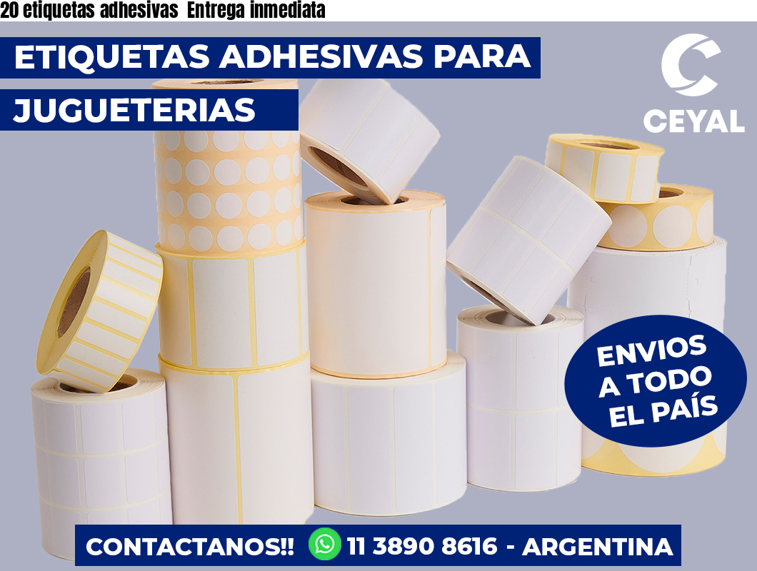 20 etiquetas adhesivas  Entrega inmediata