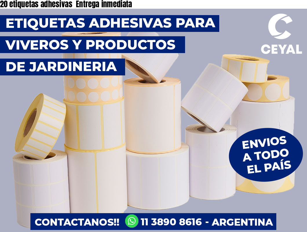20 etiquetas adhesivas  Entrega inmediata