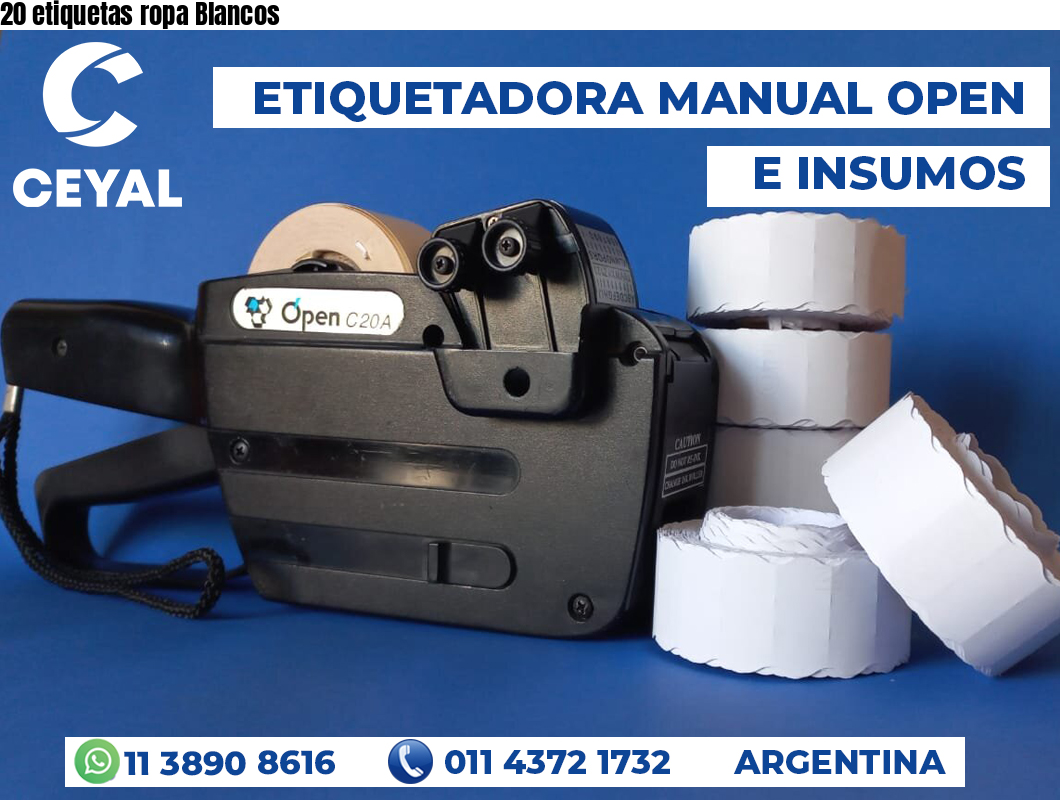 20 etiquetas ropa Blancos