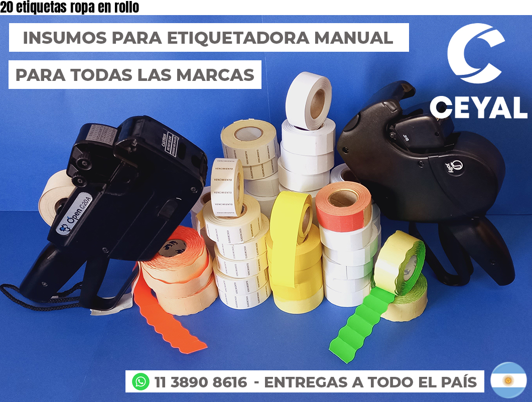 20 etiquetas ropa en rollo