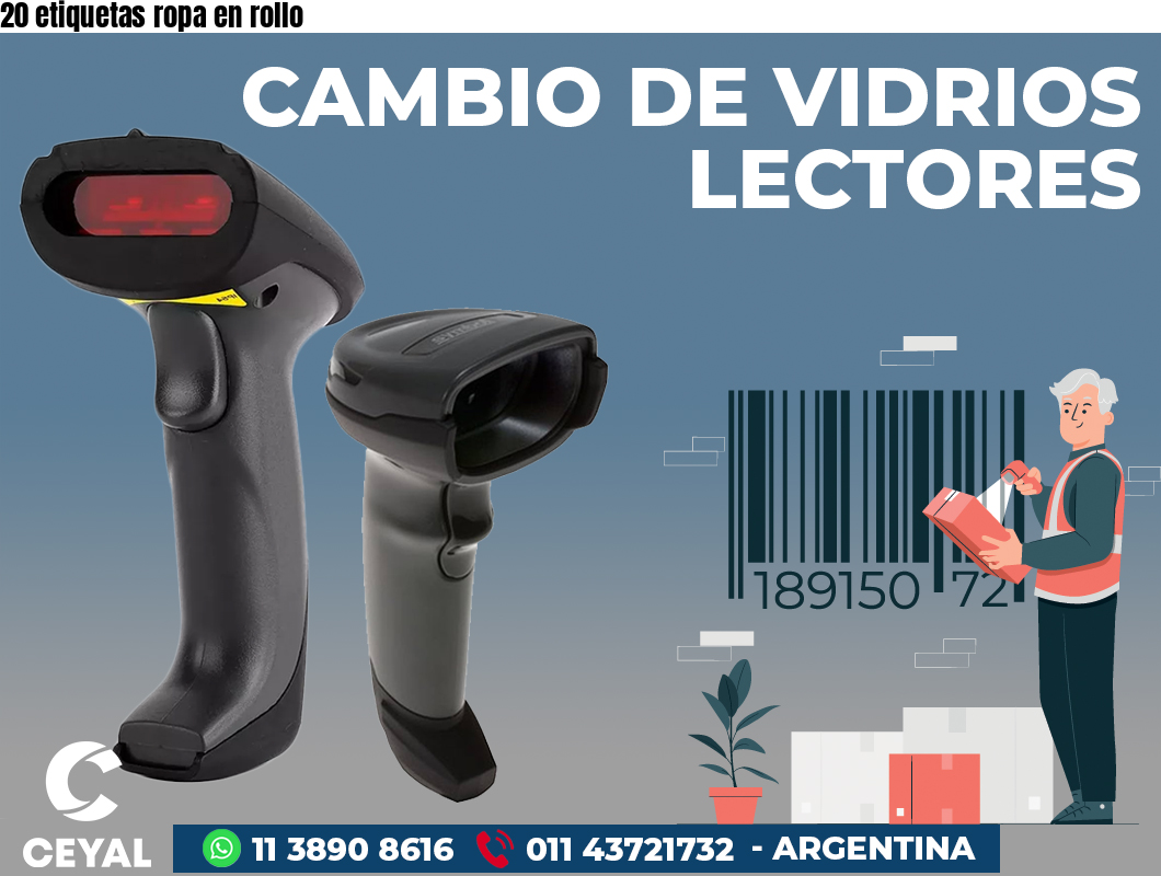 20 etiquetas ropa en rollo