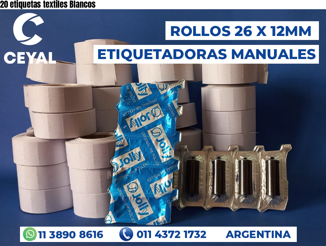 20 etiquetas textiles Blancos