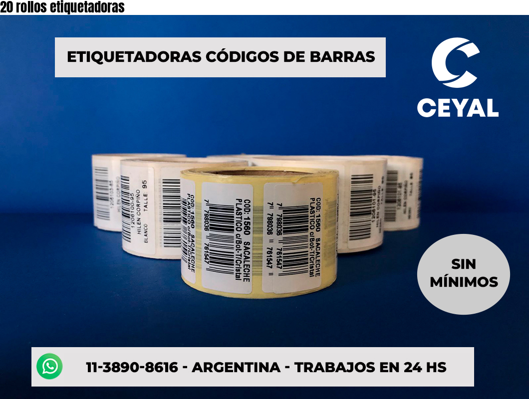 20 rollos etiquetadoras
