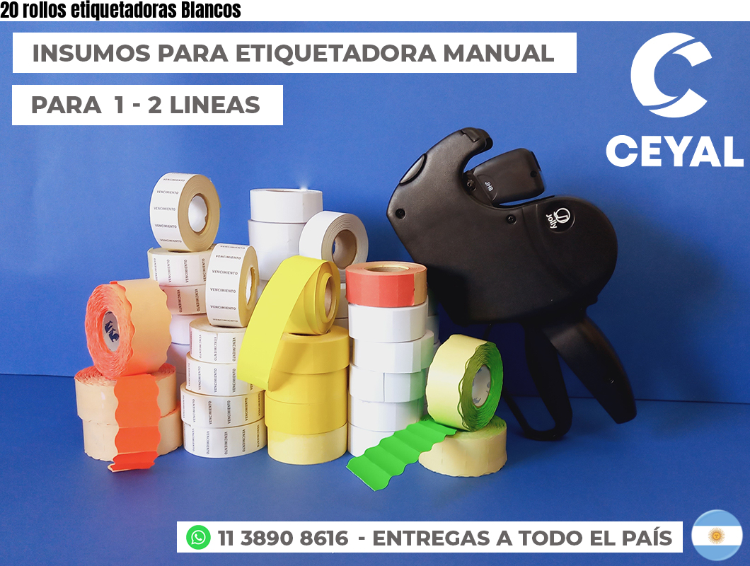 20 rollos etiquetadoras Blancos