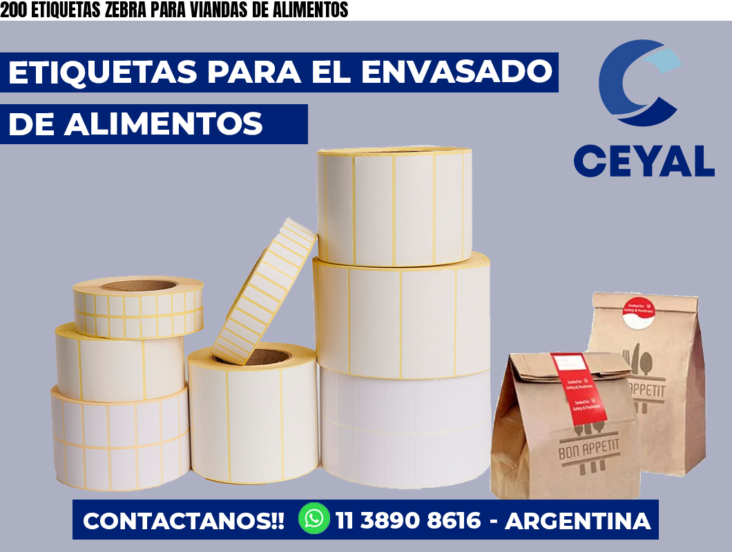 200 ETIQUETAS ZEBRA PARA VIANDAS DE ALIMENTOS